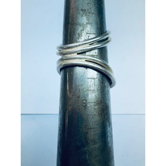 Estate Vintage Silver 960 Sculptural Wave Wrap Ring Size 8, 8.9g Modernist Look - Picture 10 of 11